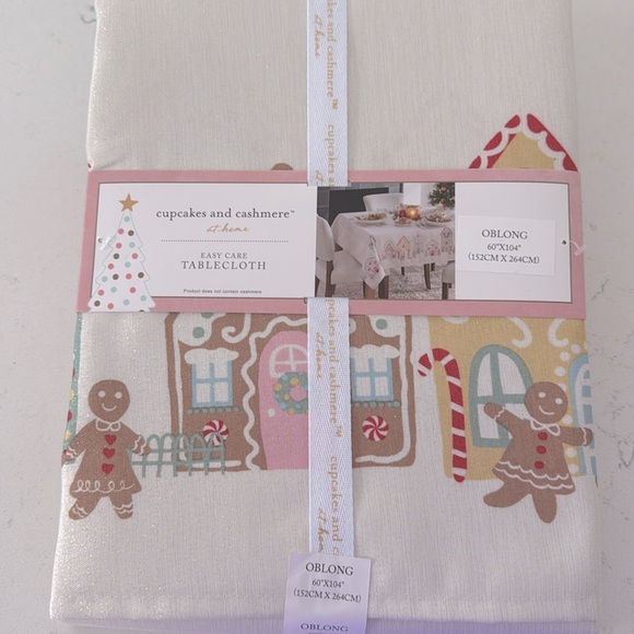 NEW Cupcakes and Cashmere Christmas Gingerbread Shimmer Tablecloth oblong - Picture 2 of 7
